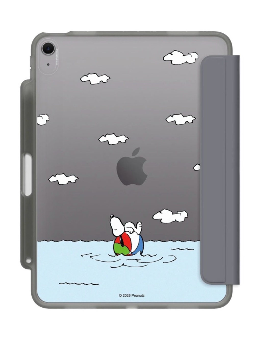 Snoopy Floating Design Clear with Gray Cover- IPad Air 5th gen(10.9inch) case